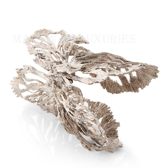 ALEXANDER MCQUEEN BRACELET SILVER TONE FISH WIDE WRAP CUFF - Picture 2 of 4
